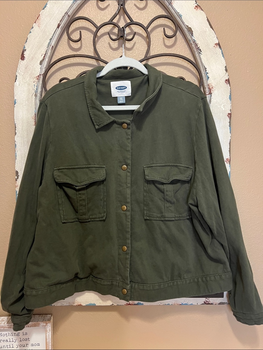 Old Navy Olive Utility Jacket with Snap Front